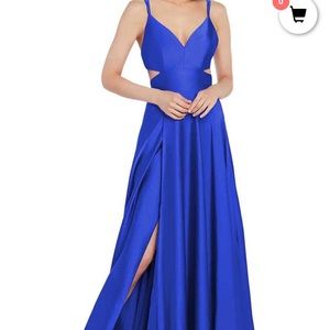 Alyce Paris #60453 size 4 Cut out A-line ball gown with V-neckline- blue